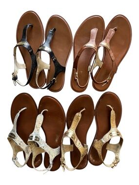 FOUR pairs of MICHAEL Michael Kors Thong Leather Sandals Summer Pool Resort